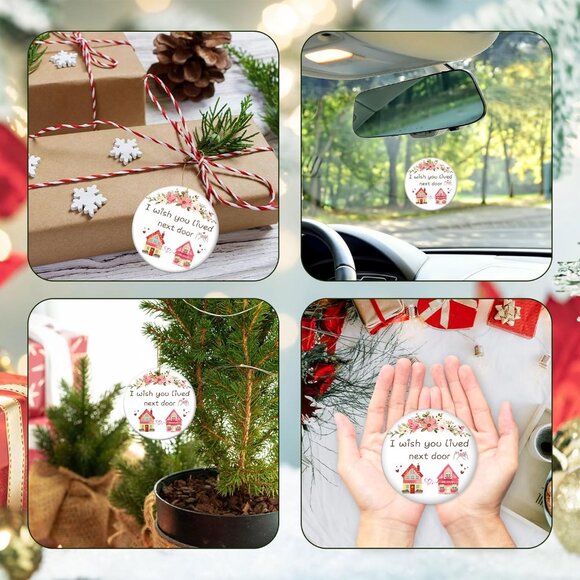 🆕 Christmas Tree Ornament I Wish You Lived Next Door Friendship Xmas Decoration - Picture 5 of 7
